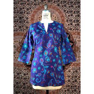 Paisley Print Indian Cotton Tunic Top - EX Small